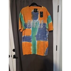 Sacred Crown Tie Dye Hustle Graphic Print T-Shirt , Men's 2XL Tee, NWT, Boho Top